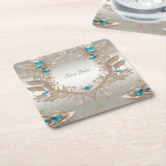 Versieren Gold Blue Stones Papier Onderzetter (Schuin)