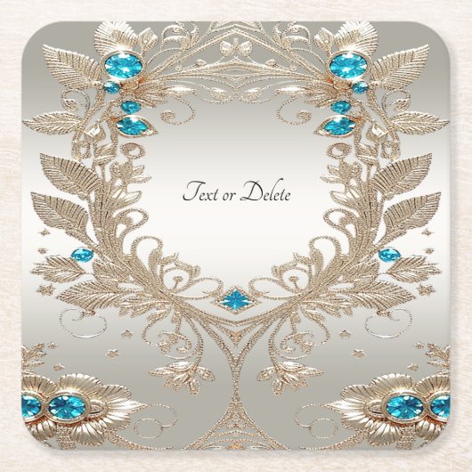Versieren Gold Blue Stones Papier Onderzetter (Voorkant)