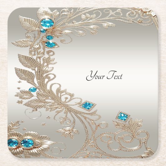 Versieren Gold Blue Stones Papier Onderzetter (Voorkant)