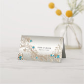 Versieren Gold Blue Stones Place Card Plaatskaartje (Achterkant)