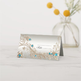 Versieren Gold Blue Stones Place Card Plaatskaartje
