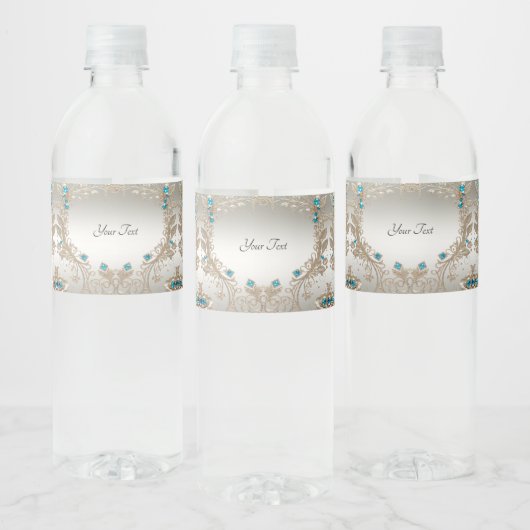 Versieren Gold Blue Stones Water Bottle Label Waterfles Etiket (Flessen)