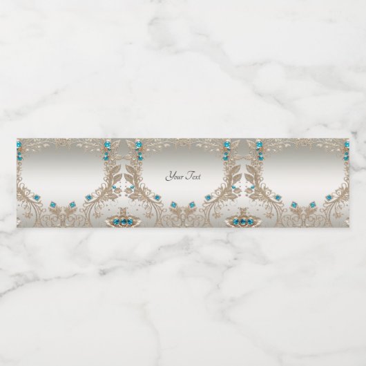 Versieren Gold Blue Stones Water Bottle Label Waterfles Etiket (Enkel label)