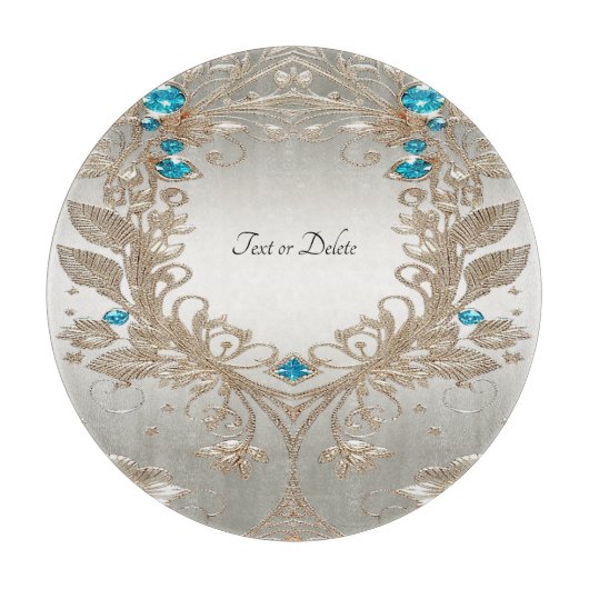 Versieren Goud Blauwe Stenen Snijplank (Voorkant)