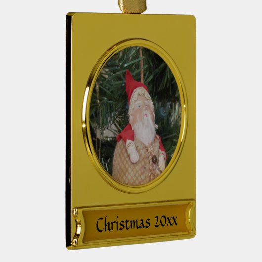 Versiering - Antiek kerstman en tekst Verguld Banner Ornament (Rechts)