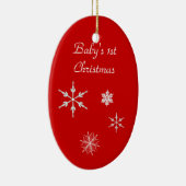 Versiering-baby 1st met Sneeuwvlokken Keramisch Ornament (Rechts)