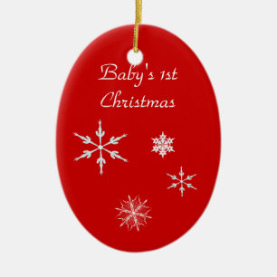 Versiering-baby 1st met Sneeuwvlokken Keramisch Ornament