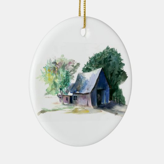 Versiering - Barn en kerstster Keramisch Ornament (Rechts)