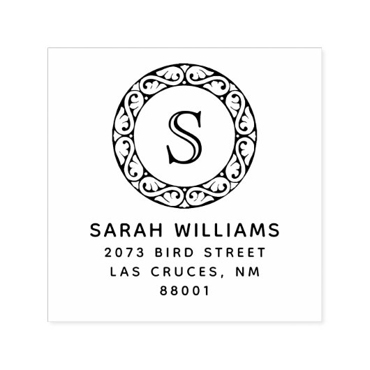 Versiering Cirkelmonogram Aangepast adres Zelfinktende Stempel (Design)