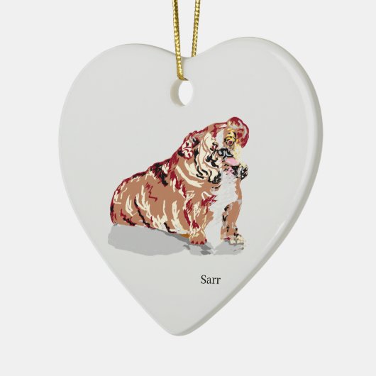 Versiering: Engelse Bull Dog Keramisch Ornament (Links)