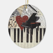 Versiering - Grand Piano met hart, muziek, muziek Keramisch Ornament (Links)