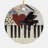 Versiering - Grand Piano met hart, muziek, muziek Keramisch Ornament (Achterkant)