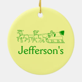 Versiering - Kerstauw en slee Keramisch Ornament