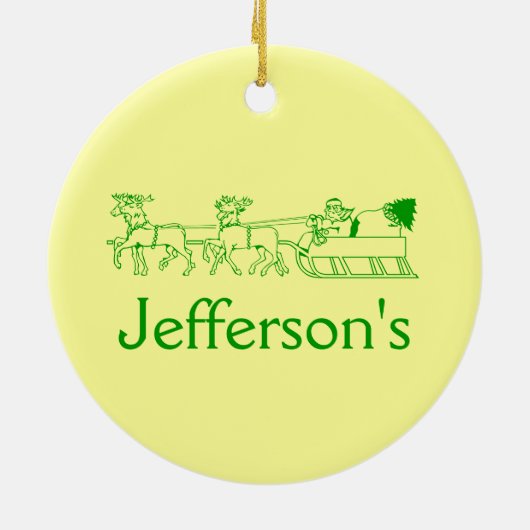 Versiering - Kerstauw en slee Keramisch Ornament (Achterkant)