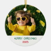 Versiering kerstfoto Merry Keramisch Ornament (Voorkant)