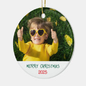 Versiering kerstfoto Merry Keramisch Ornament (Links)