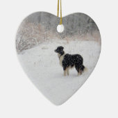 Versiering - Laat het sneeuwen! Border Collie Keramisch Ornament (Rechts)
