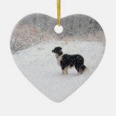 Versiering - Laat het sneeuwen! Border Collie Keramisch Ornament (Voorkant)