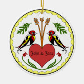 Versiering - Lange, Happy Relatie Hex Keramisch Ornament (Voorkant)