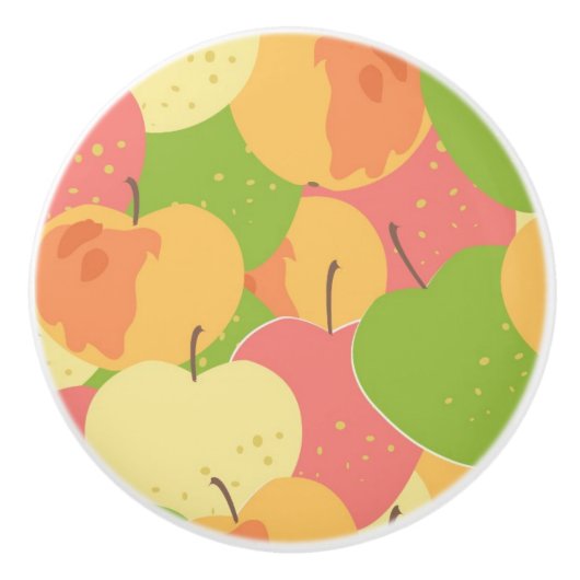 Versiering met appels keramische knop (Voorkant)