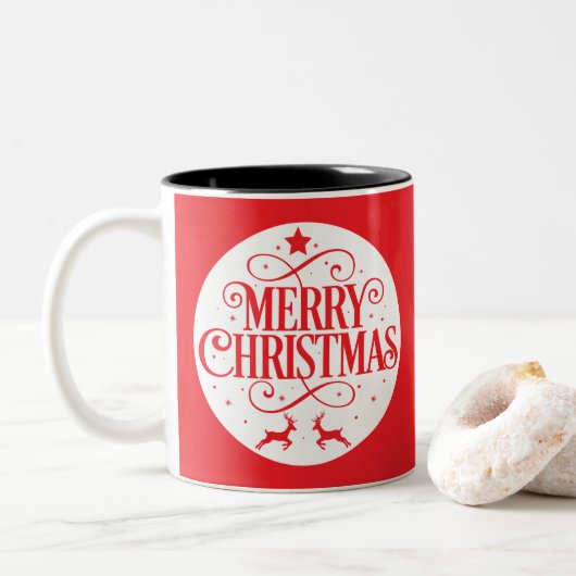 Versiering met de zoete kerstboom tweekleurige koffiemok (Met donut)