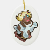 Versiering met een grappig hippo-karakter. keramisch ornament (Achterkant)