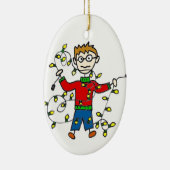  versiering met kerstlampjes keramisch ornament (Rechts)