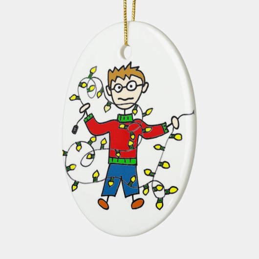  versiering met kerstlampjes keramisch ornament (Links)