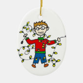  versiering met kerstlampjes keramisch ornament (Voorkant)