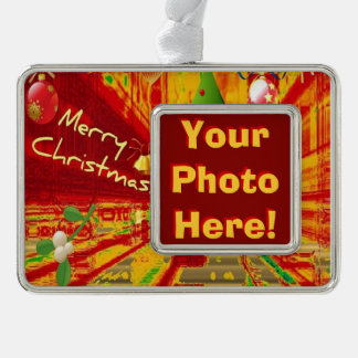 Versiering met kerstomlijsting verzilverd omlijst ornament