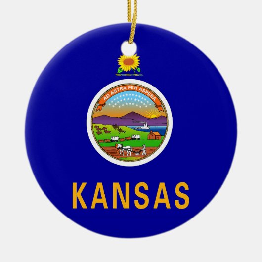 Versiering met vlag van Kansas Keramisch Ornament (Voorkant)