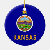 Versiering met vlag van Kansas Keramisch Ornament (Achterkant)