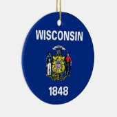 Versiering met vlag van Wisconsin Keramisch Ornament (Rechts)