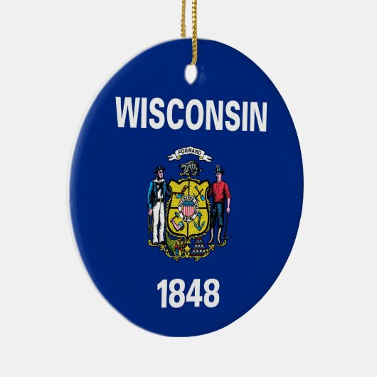 Versiering met vlag van Wisconsin Keramisch Ornament (Rechts)
