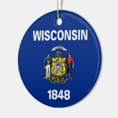 Versiering met vlag van Wisconsin Keramisch Ornament (Links)