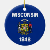 Versiering met vlag van Wisconsin Keramisch Ornament (Achterkant)