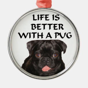versiering met zwarte pug metalen ornament