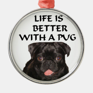 versiering met zwarte pug metalen ornament
