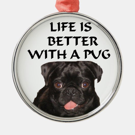 versiering met zwarte pug metalen ornament (Voorkant)