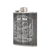 versiering op een roestkleurige donkerhoutwachtfl heupfles (Links)