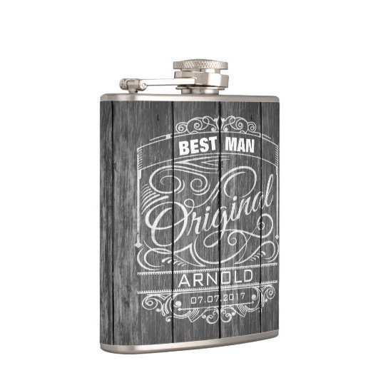  versiering op een roestkleurige donkerhoutwachtfl heupfles (Rechts)