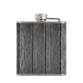 versiering op een roestkleurige donkerhoutwachtfl heupfles (Achterkant)