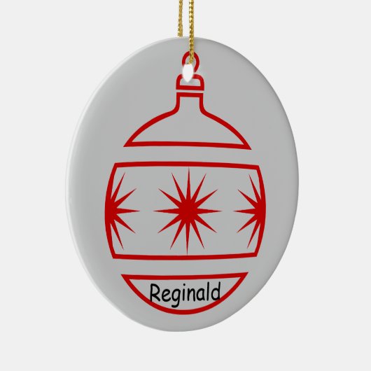 Versiering - Rode sterren, naam, jaar Keramisch Ornament (Rechts)