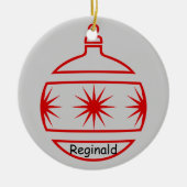 Versiering - Rode sterren, naam, jaar Keramisch Ornament (Voorkant)