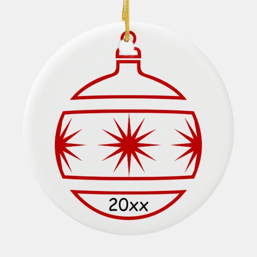 Versiering - Rode sterren, naam, jaar Keramisch Ornament (Achterkant)