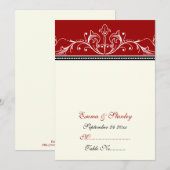 Versiering rode witte bruiloft kaart (Voorkant / Achterkant)
