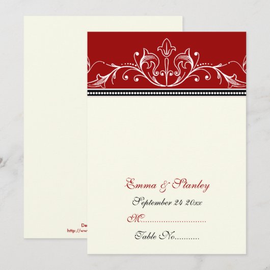 Versiering rode witte bruiloft kaart (Voorkant / Achterkant)