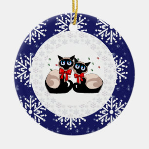 Versiering - Siamese kerstkatten Keramisch Ornament