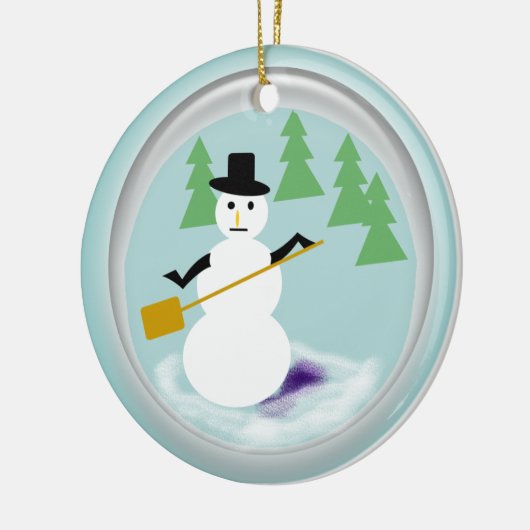 Versiering - Snowman in Snowglobe Keramisch Ornament (Links)