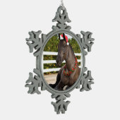 Versiering tractorpaarden tin sneeuwvlok ornament (Links)